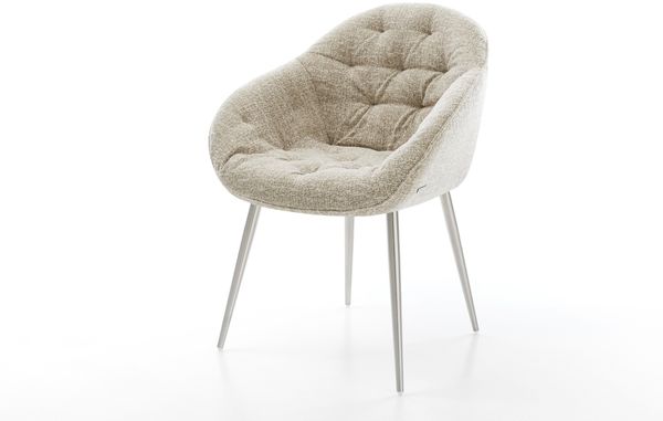 Esszimmerstuhl Gaio-Flex Webstoff Soft Beige 4-Fuß konisch Edelstahl
