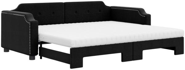 vidaXL Tagesbett Ausziehbar mit Matratzen Schwarz 90x200 cm Stoff 3197654
