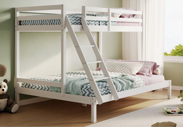 Kids Collective Hochbett 140x200 Etagenbett, EN 747-Zertifizierung und platzsparendem Design Stockbett 206x147x145 cm, Weiß