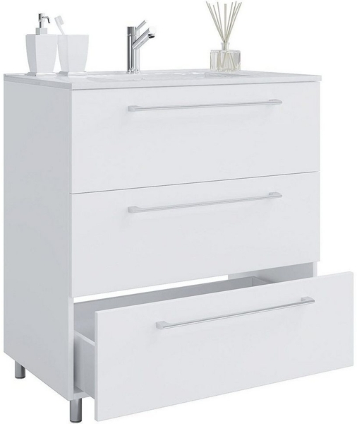 VCM Badmöbel Waschtisch Badinos 914850 Weiß H. 86 x B. 60 x T. 46 cm