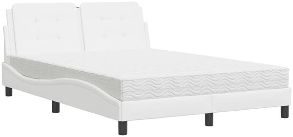 Doppelbett, Bettgestell Modernen ohne Matratze Weiß 140x200 cm Kunstleder d2676e