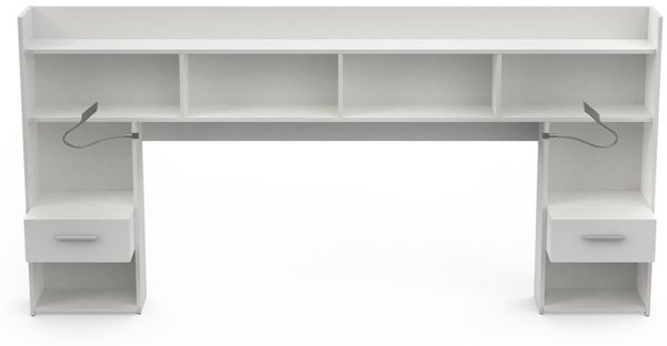 Calicosy Kopfteil mit Nachttischen und integrierten LED-Leselampen Weiß B108,5 cm - CHICAGO - Weiß