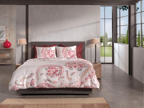 Heckett & Lane Mako-Satin Bettwäsche 135x200 Ruby natural Paisley rosa pink