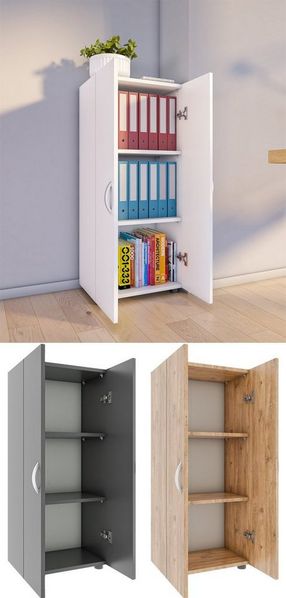 VCM Büroschrank Ulas 918433 Weiß H. 108 x B. 49 x T. 34 cm
