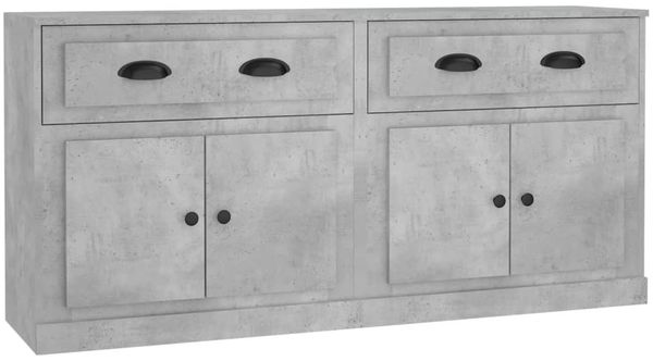 2 Stk. Sideboards, Kommoden Betongrau Holzwerkstoff j3477p