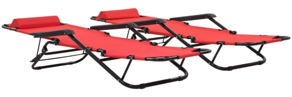 vidaXL Klappbare Sonnenliegen 2 Stk. mit Fußablage Rot 44344