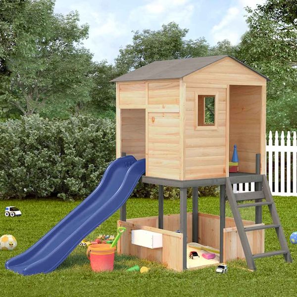 vidaXL Spielturm Dunkelgrau Massivholz Tanne 3376142