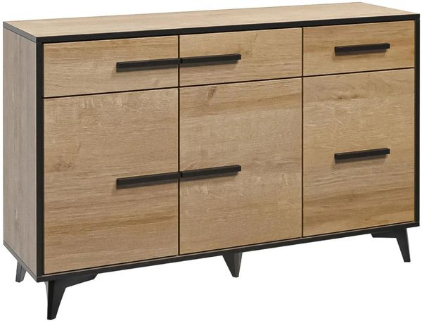 AX LIVING Schubladen Sideboard Kommode Fabriani K3T3S Eiche Riviera