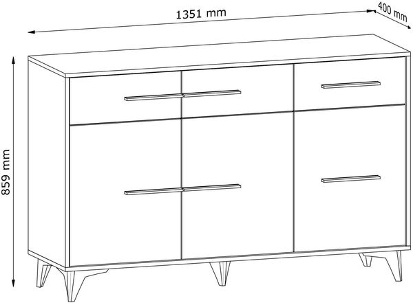 AX LIVING Schubladen Sideboard Kommode Fabriani K3T3S Eiche Riviera Bild 2