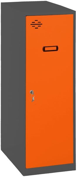 Simon Rack Simonlocker Kommode, klein, 915 x 400 x 500 mm, Amario aus Metall, mit Schlüssel, Anthrazit/Orange