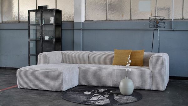 Ecksofa Bean mit Cordbezug, links Natur