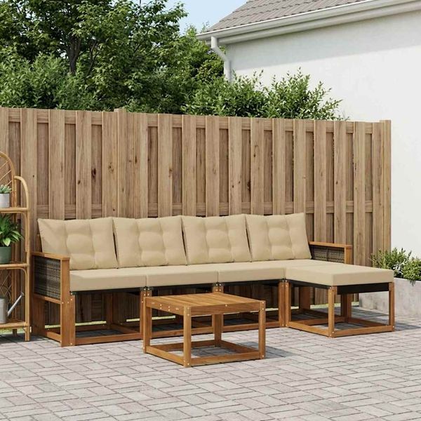 vidaXL Outdoor-Sofagarnitur mit Kissen 6 pcs Natur und Beige 3381901