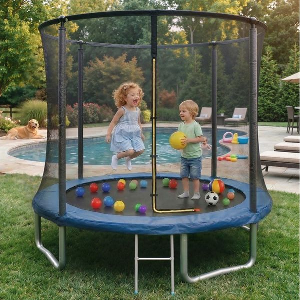 GUNJI Gartentrampolin 183/228/305 cm Garten-Kindertrampolin, max. Belastbarkeit 150KG, Ø 183 cm, (183 cm, (183/ 228/305/366/427 cm, Outdoor-Gartentrampolin mit Sicherheitsnetz, doppelter Schutz mit Schutzmatte)-ostern geschenke)