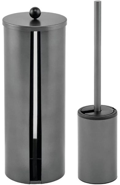 mDesign Badzubehör WC Garnitur Toilettenbürste Klorollenhalter 2-teilig Graphit