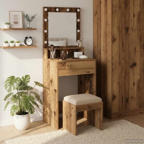 vidaXL Schminktisch mit Regal Altholz 50 x 41 x 135 cm Holzwerkstoff 865125