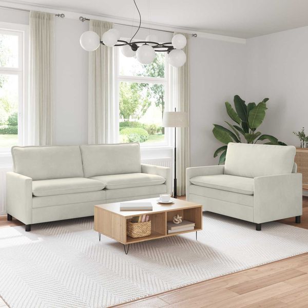 vidaXL Sofa Set 2 pcs Creme Samt 3417134