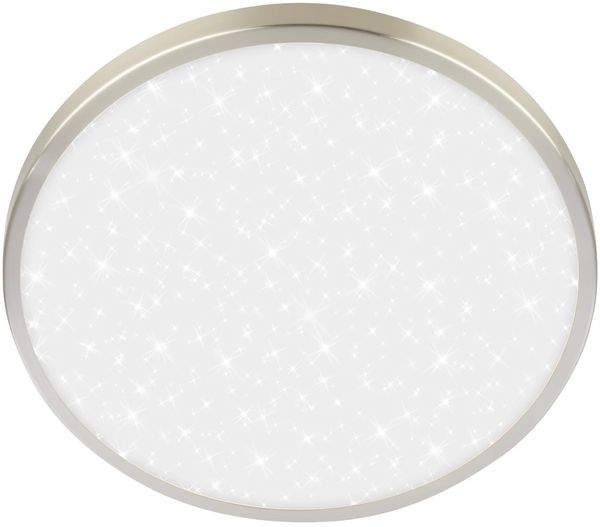 BRILONER - LED Deckenlampe mit Dekorblende, neutralweiße Lichtfarbe, Sternenhimmel, LED Lampe, Deckenleuchte, Wohnzimmerlampe, Küchenlampe, Deckenbeleuchtung, Flurlampe, 24x6 cm, Nickel-matt
