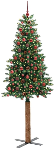 vidaXL Schlanker Weihnachtsbaum mit 300 LEDs mit Ständer Grün 210 cm 3394877