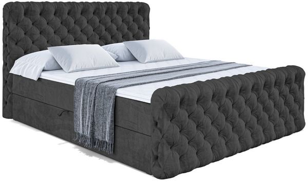 ALTDECOR Boxbett BOXI8-Z (Multipocket-Matratze H4, H3 Matratze Bonellfederung, Topper, Kopfteil), Doppelbett mit Fußteil
