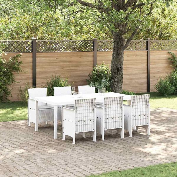 vidaXL Garten Essgruppe 7 pcs Weiß Polypropylen 3378724