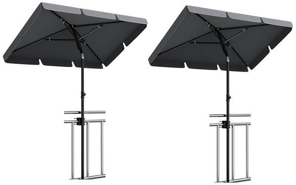 GarveeMore Sonnenschirm Balkon 2St 200x125 cm mit Schirmhülle UV50+ für Balkon Garten&Terrasse, Sonnenschirm rechteckig knickbar&höhenverstellbar,Balkonsonnenschirme