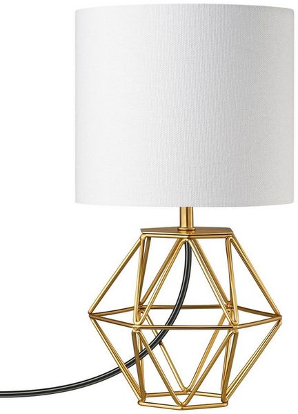 EDISHINE Nachttischlampe Moderne Tischlampe Industrial, LED wechselbar, 2700 K Warmweiß, Vintage Tischleuchte mit goldenem Fuß und E14 Leuchtmittel