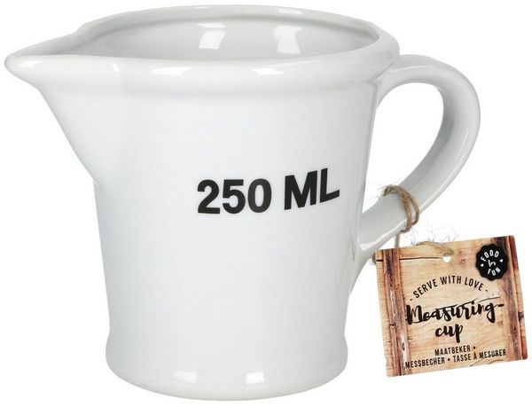 MamboCat Messbecher Messbecher 250ml Porzellan weiß 10,5x9,5 cm Messkanne Ausgießer, Porzellan