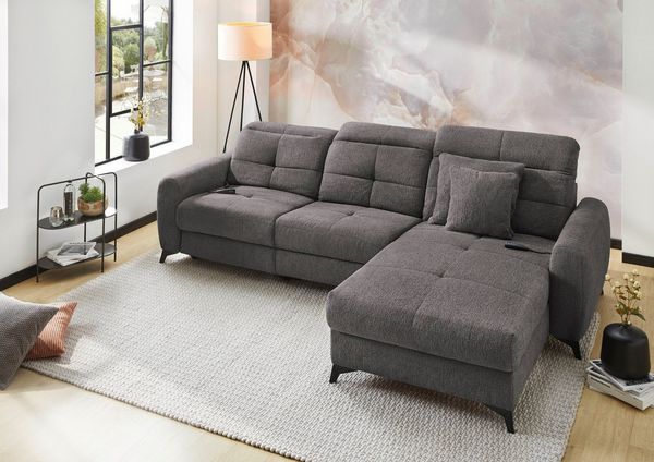 Jockenhöfer Gruppe Ecksofa Chillout L-Form, B: 288 cm, elektr. Relaxfunktion im Sitz und Ottomane, 140kg Belastbarkeit je Sitz, Kopfteilverstellung & Zierkissen