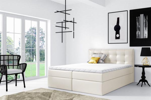 Boxspringbett OVIEDO 120x200 cm Kunstleder Creme