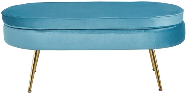 Sitzpouf Oval Samt Blau 99 x 44 x 40 cm