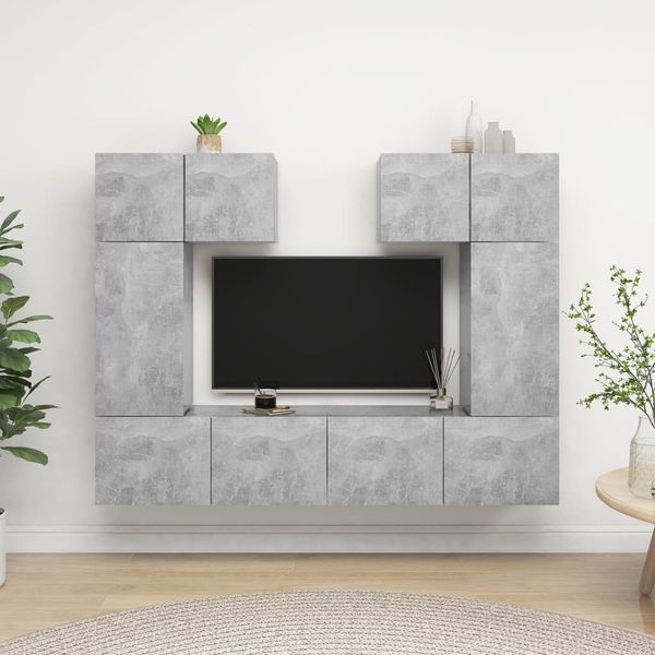 vidaXL 6-tlg. TV-Schrank-Set Betongrau Spanplatte [3079118]