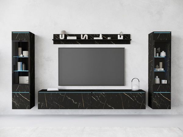 Home affaire Wohnwand VERA II, Vitrinen Türanschlag wechselbar, (Komplett-Set, 4-St), Mediawand 260 cm, Vitrine mit Verglasung, stehend und hängend