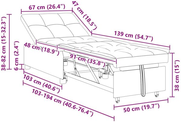 vidaXL Schlafsofa Türkis 194 x 67 x 82 cm Samt 42008603 Bild 11