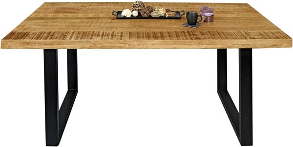 Esstisch 160 x 85 cm Mango rough massiv gerade Kanten U-Gestell Schwarz LIBRO 141782893 Bild 2