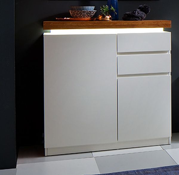 Schuhschrank >Lisa< in Asteiche aus MDF - 91x97x38cm (BxHxT)