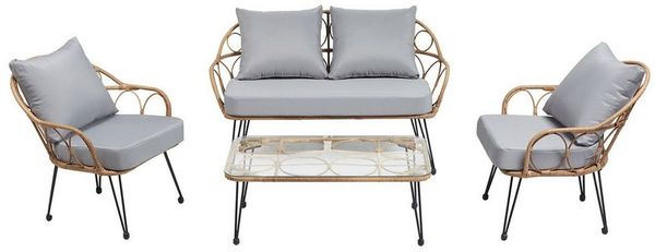 IDIMEX Gartenlounge-Set CAIRO, Gartenmöbel Lounge-Set Balkonmöbel Rattan braun grau