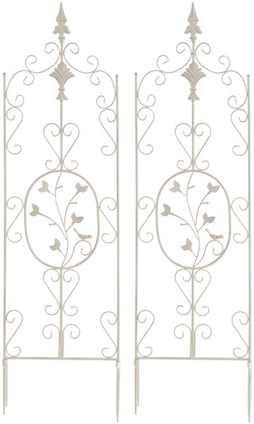 Rankgitter FALK 2er Set - 35 x 1 x 122 cm, Metall, Antik-Creme | Rankhilfe Kletterpflanzen Gartendekoration