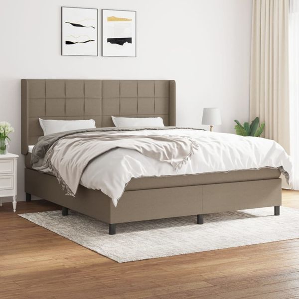 vidaXL Boxspringbett mit Matratze Taupe 160x200 cm Stoff 3131445