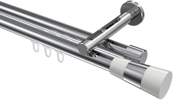 Innenlauf-Gardinenstangen-Set Siteno Tanara 100 cm, 2-läufig, 20 mm Ø Chrom