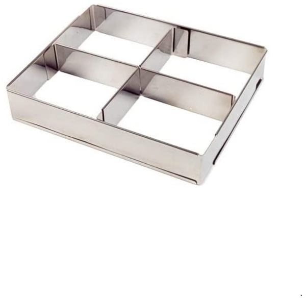 Lares - Backform/Backrahmen - aus rostfreiem Edelstahl - eckig, mit Teiler - verstellbare Größe - Made in Germany