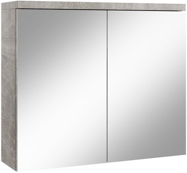 Badplaats Spiegelschrank Toledo 80x60 cm Beton Grau - Badezimmerschrank mit Spiegel und 2 Türen