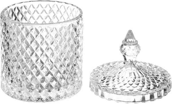 WestCraft Vorratsdose Glück im Glas - Diamant Bonboniere klein, Bonbondose, für Süßigkeiten, Glas, (2-tlg), transparent, Bonbonglas mit Glas Deckel, Vorratsglas wie im Kiosk