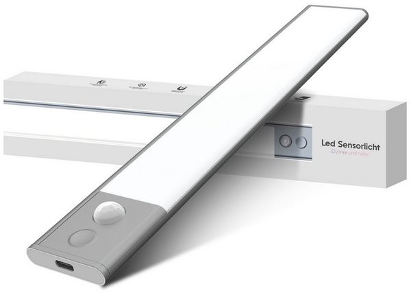 ANYSUN LED Unterbauleuchte Küche 400mm LED Schrankbeleuchtung mit Bewegungsmelder und Lichtsensor, ohne Kabel, 6000K Kaltweiß, SchrankLeuchte Schranklicht Lichtleiste Aufladbar 1500 mAh Akku