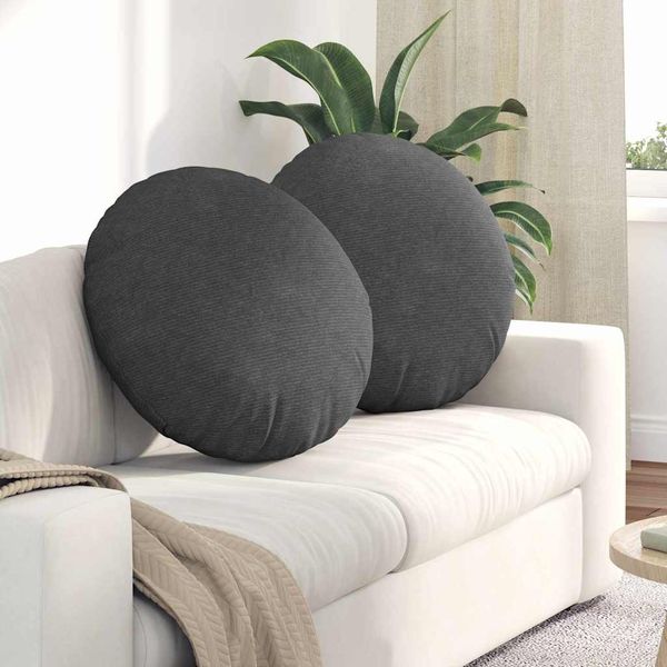 vidaXL Sitzkissen 2 pcs Dunkelgrau Ø 80 cm Cordstoff 42014261