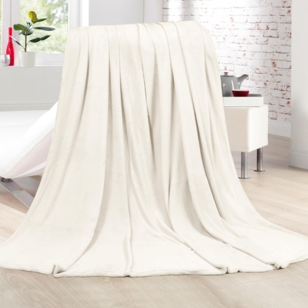 Kuscheldecke Cashmere Touch 200x220cm ( Offwhite ) Flauschige Wohndecke für Sofa, Couch und Bett, Tagesdecke OEKO-TEX - Sofaüberwurf