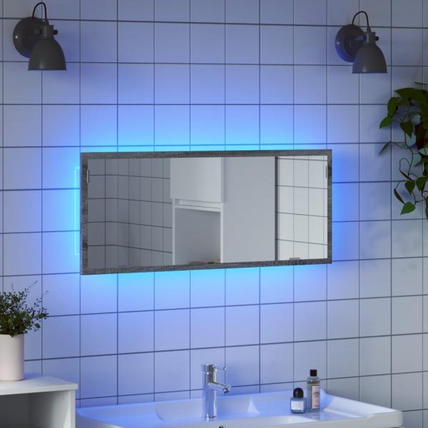 vidaXL LED-Badspiegel Grau Sonoma 100x8,5x37 cm Holzwerkstoff 856273