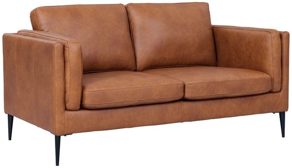2-Sitzer Sofa Aicena Leder Cognac - Komfortsofa mit Taschenfederkern & Metall-Gestell