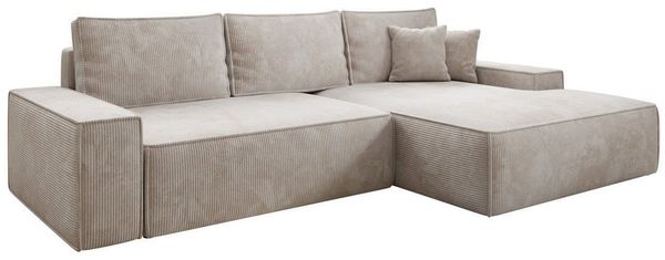 Luxusbetten24 Schlafsofa Designer Sofa Verona mit breiter Ottomane, mit Schlaffunktion und Stauraum