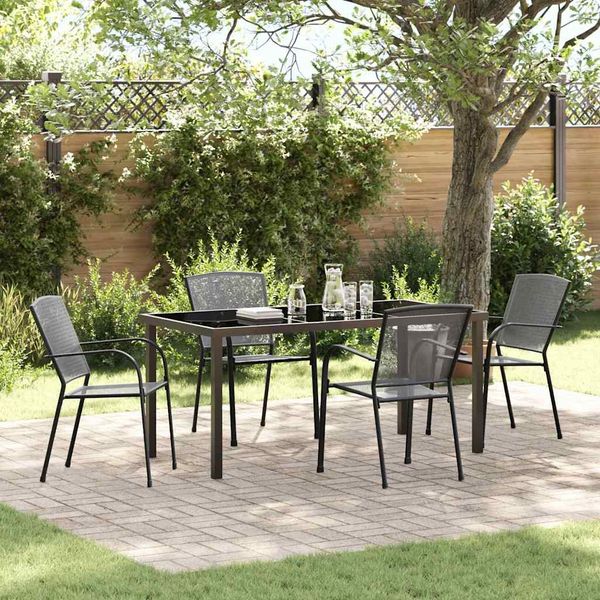 vidaXL Garten Essgruppe 5 pcs Anthrazit Pulverbeschichteter Stahl 3379285