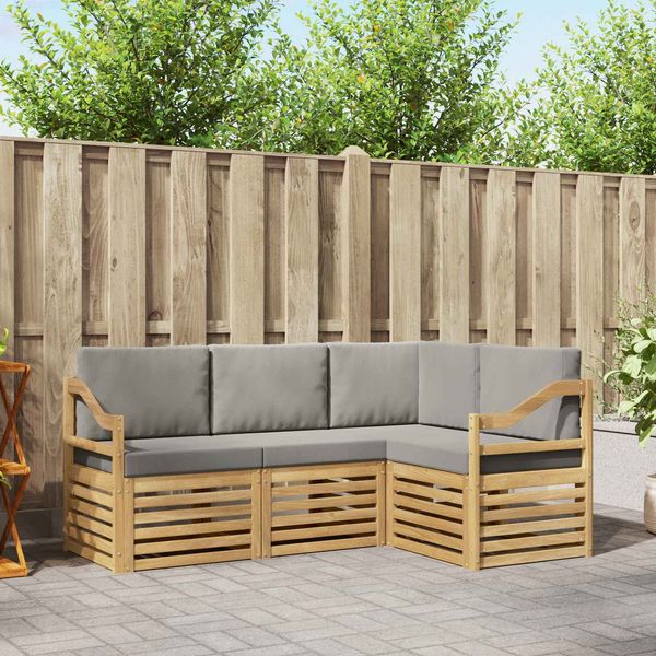 vidaXL Sofagarnituren 4 pcs Weiß und Hellgrau 185,5 x 126,5 x 73 cm 3391771